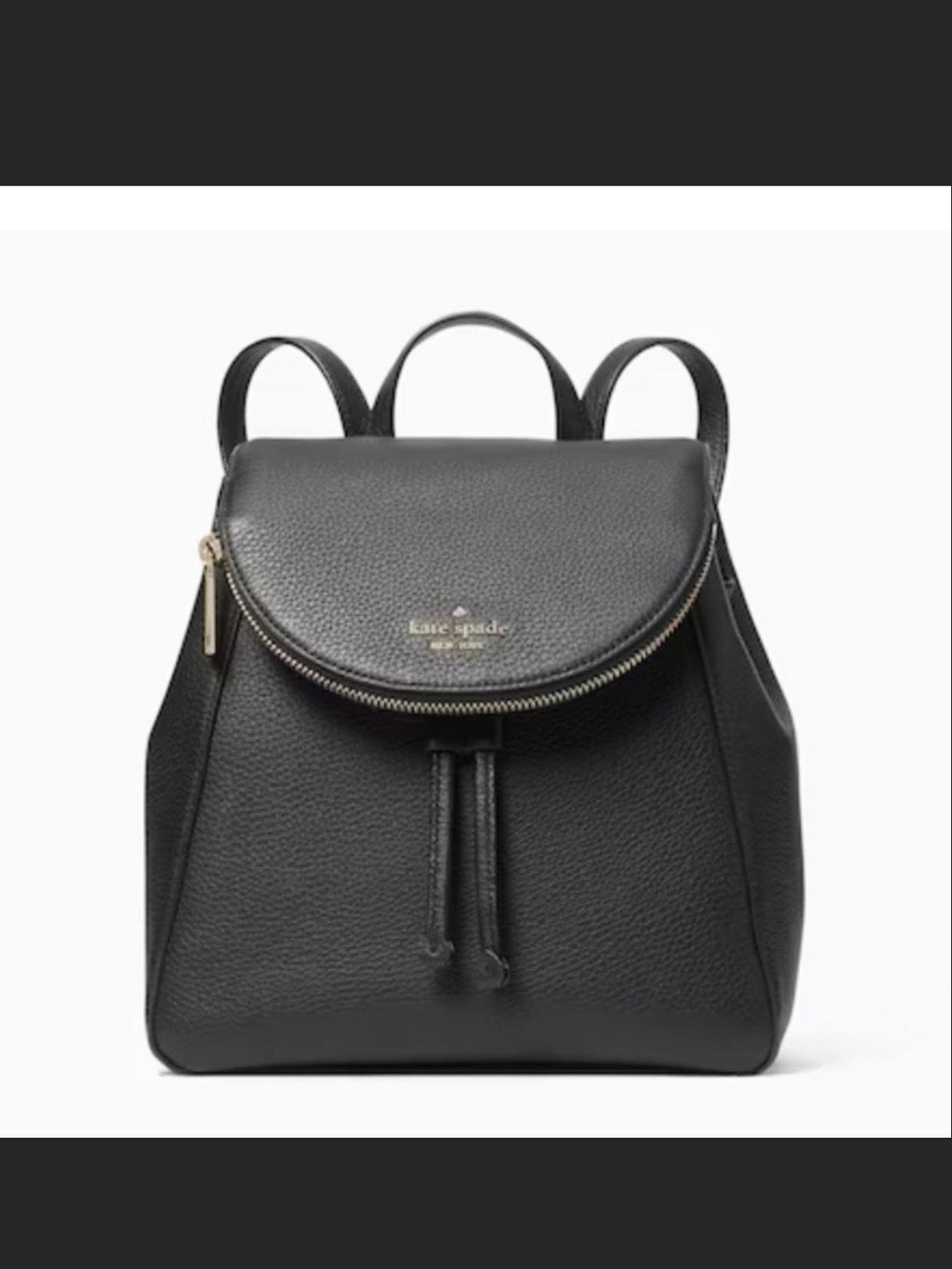 kate spade Black Pebbled Leather Mini Backpack with Gold Hardware